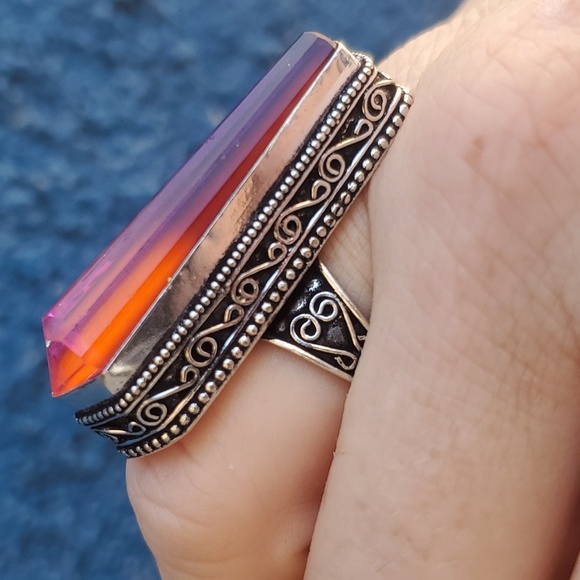 New Bi-Color Tourmaline 925 Silver Statement Ring. - Picture 4 of 10